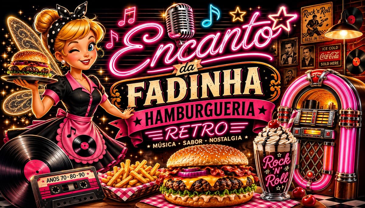 Banner Encanto da Fadinha Hamburgueria Retrô