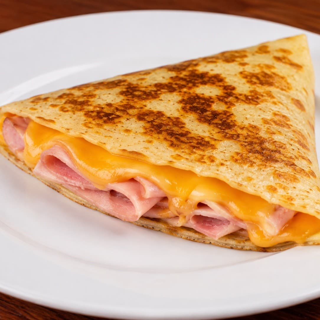 Crepe de Cheddar com Presunto