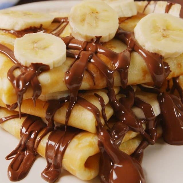 Crepe de Banana, Chocolate e Crocante