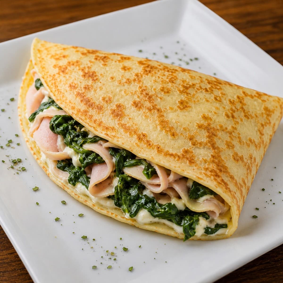 Crepe de Peru Defumado e Espinafre