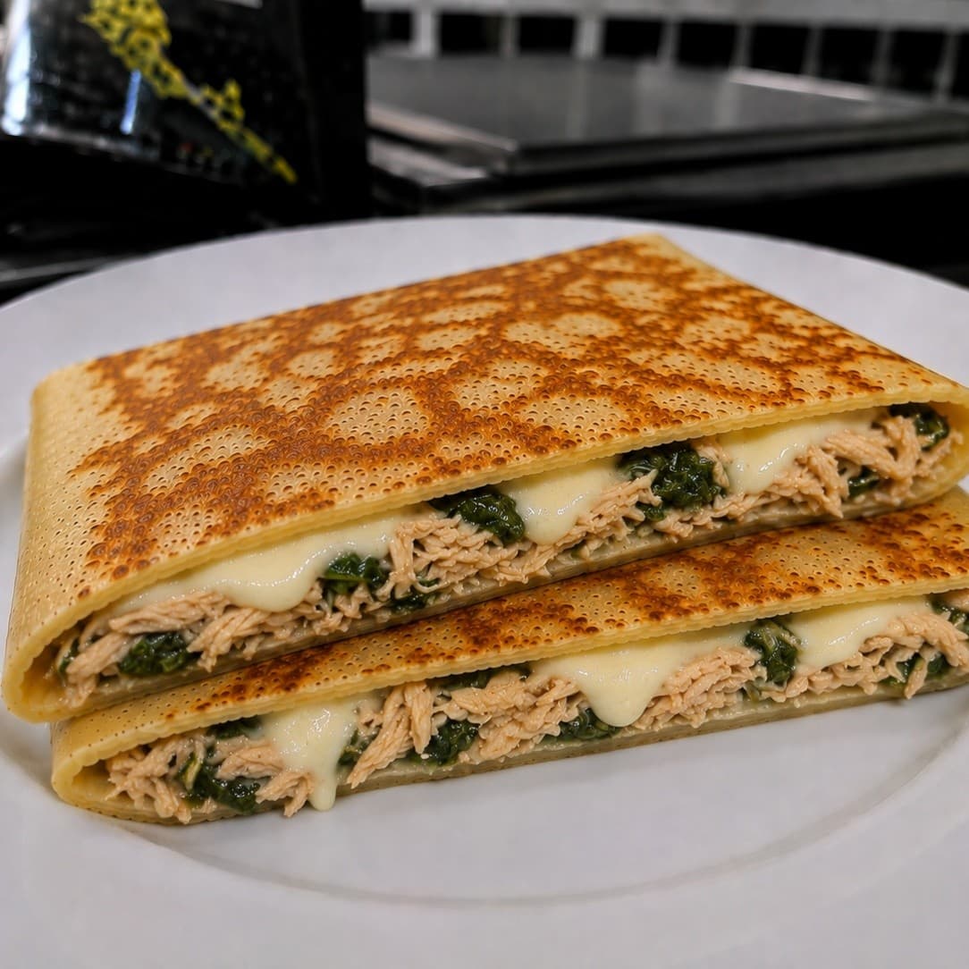 Crepe de Frango com Catupiry e Espinafre