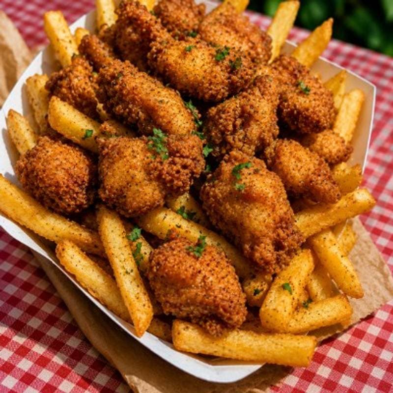 PORÇÃO 4: Batata com frango à passarinho