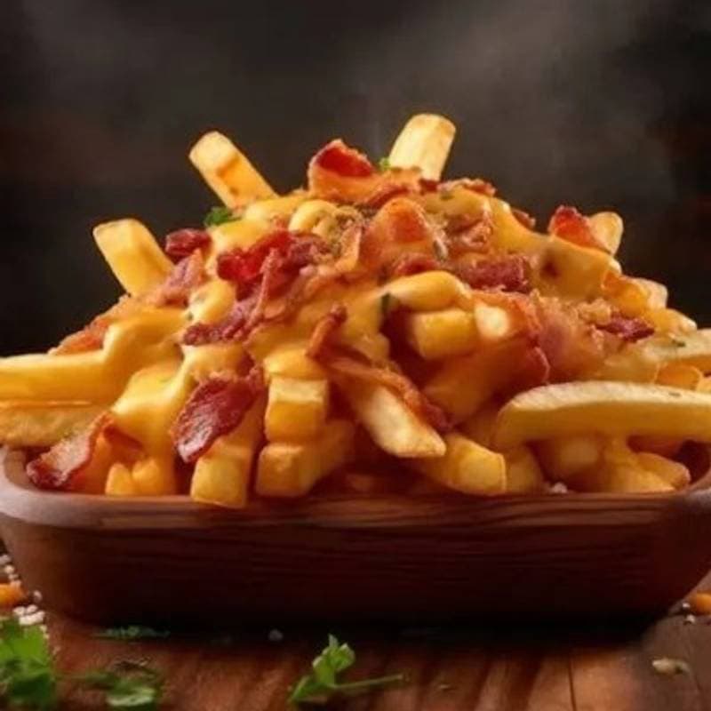 Fritas com Bacon Meio