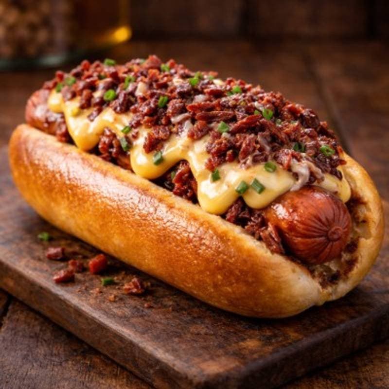 Hot Dog ao Creme de Cheddar c/ Charque