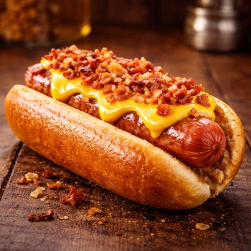 Hot Dog ao Creme de Cheddar c/ Bacon