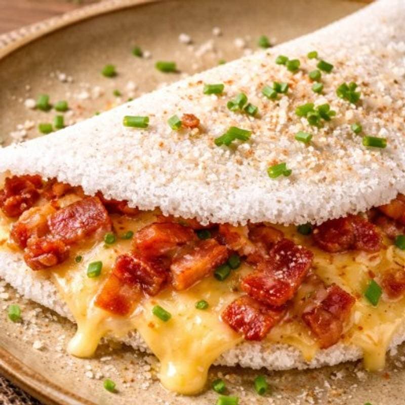 Tapioca de bacon com queijo coalho