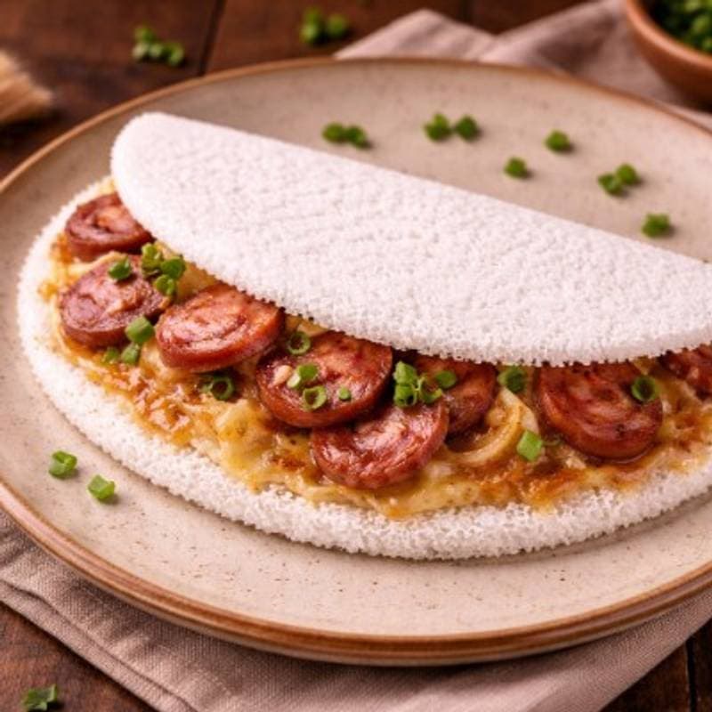 Tapioca de calabresa com frango