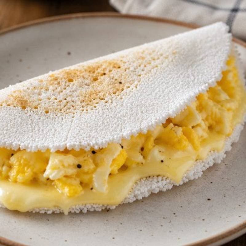 Tapioca de queijo coalho com ovo