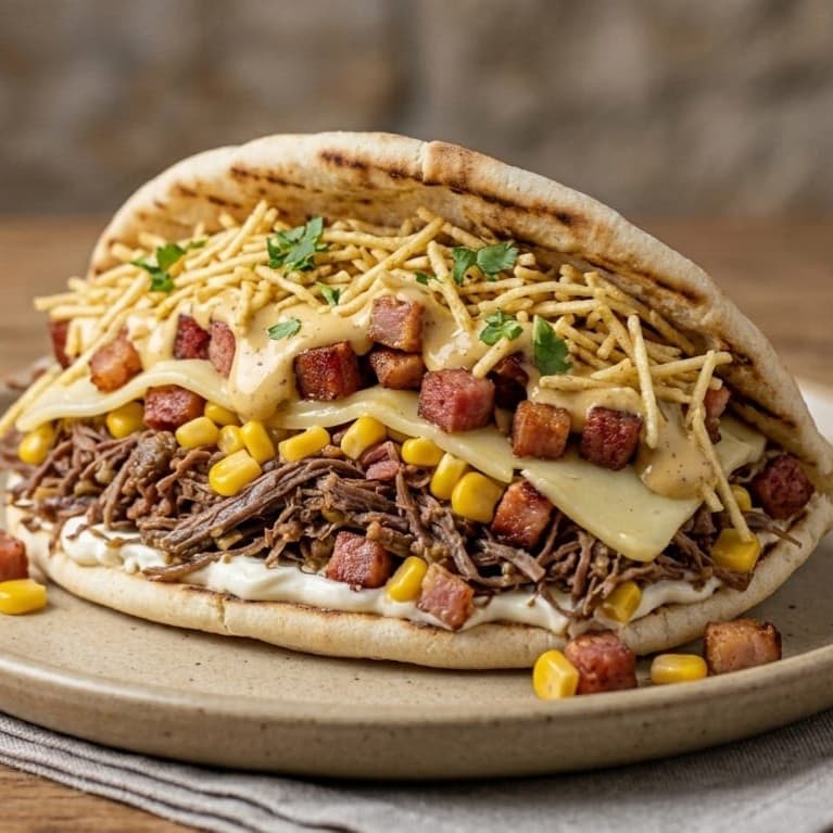 Hot Dog no Pão Árabe de Carne de Sol