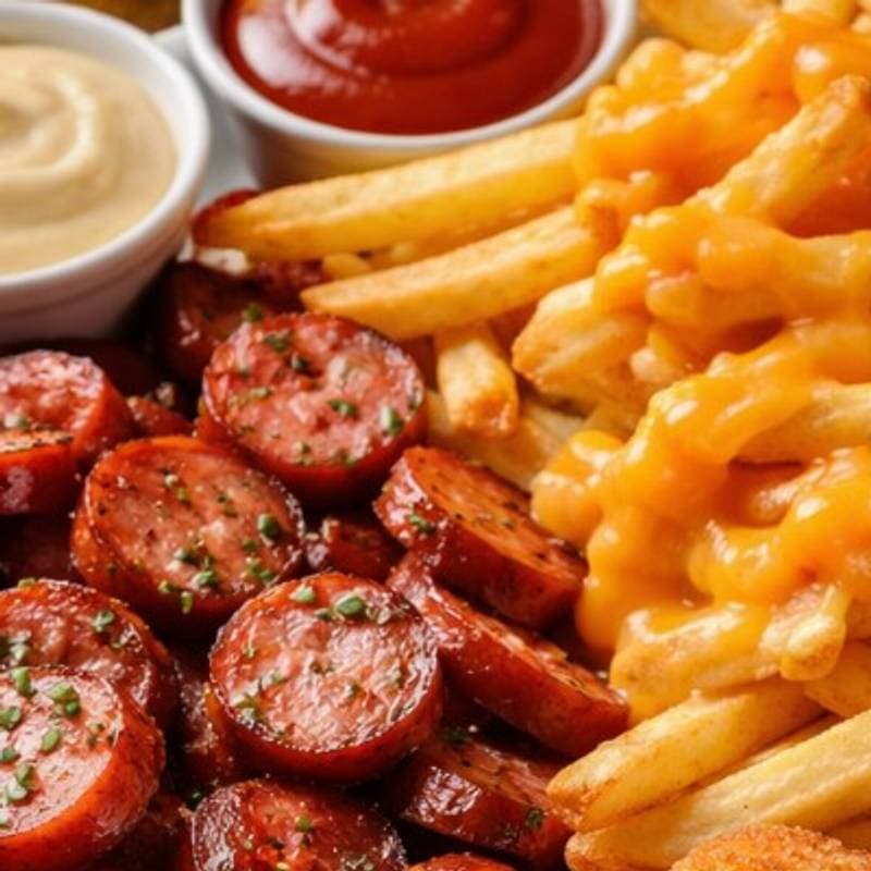 Batata com Calabresa Acebolada