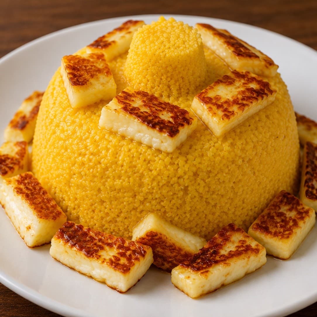 Cuscuz com Queijo Coalho