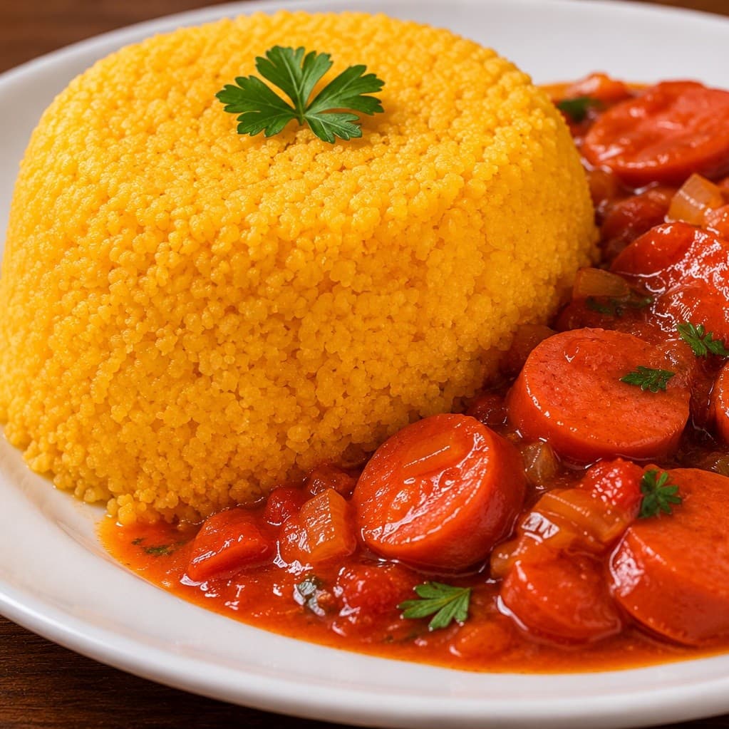 Cuscuz com Salsicha no Molho