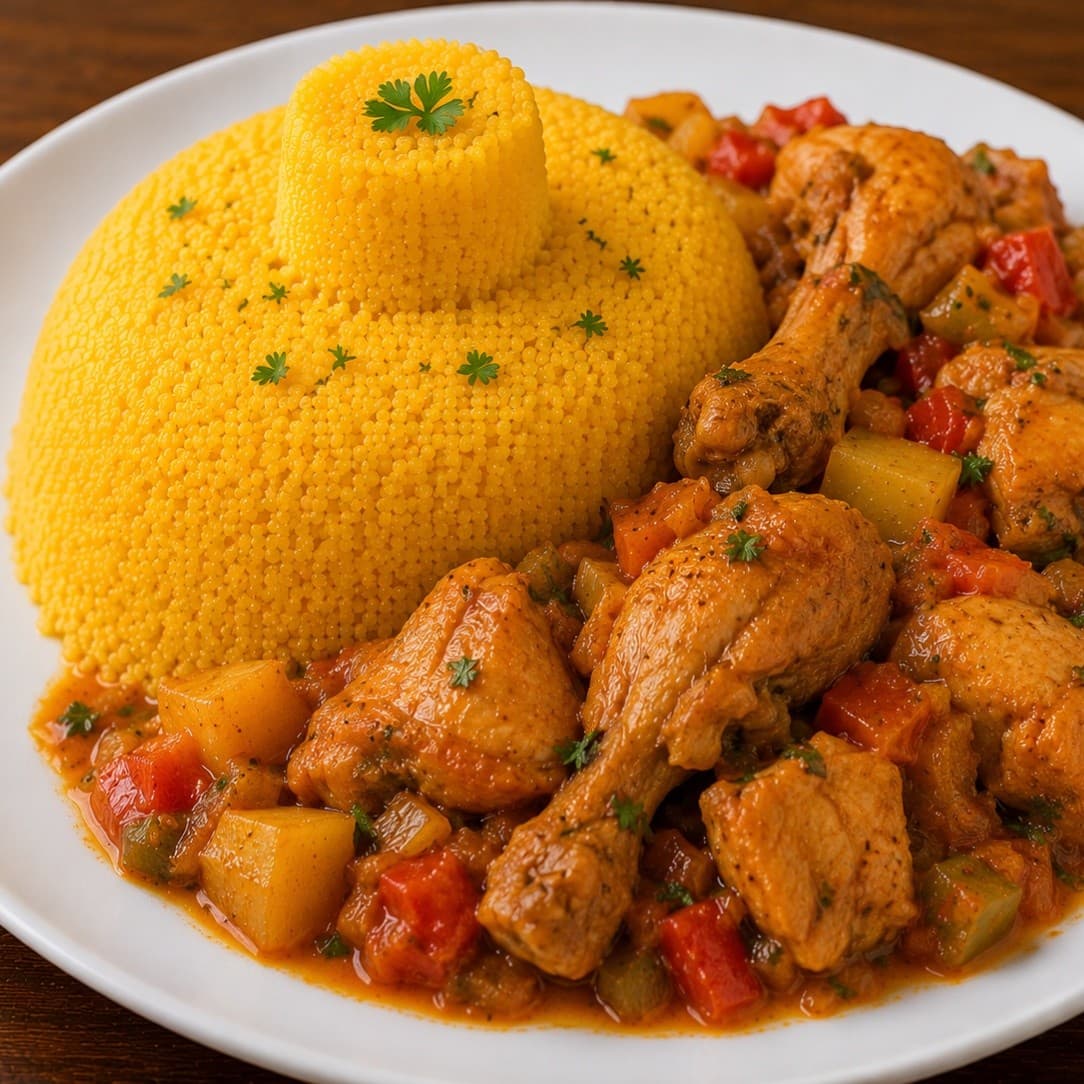 Cuscuz com Galinha Guisada