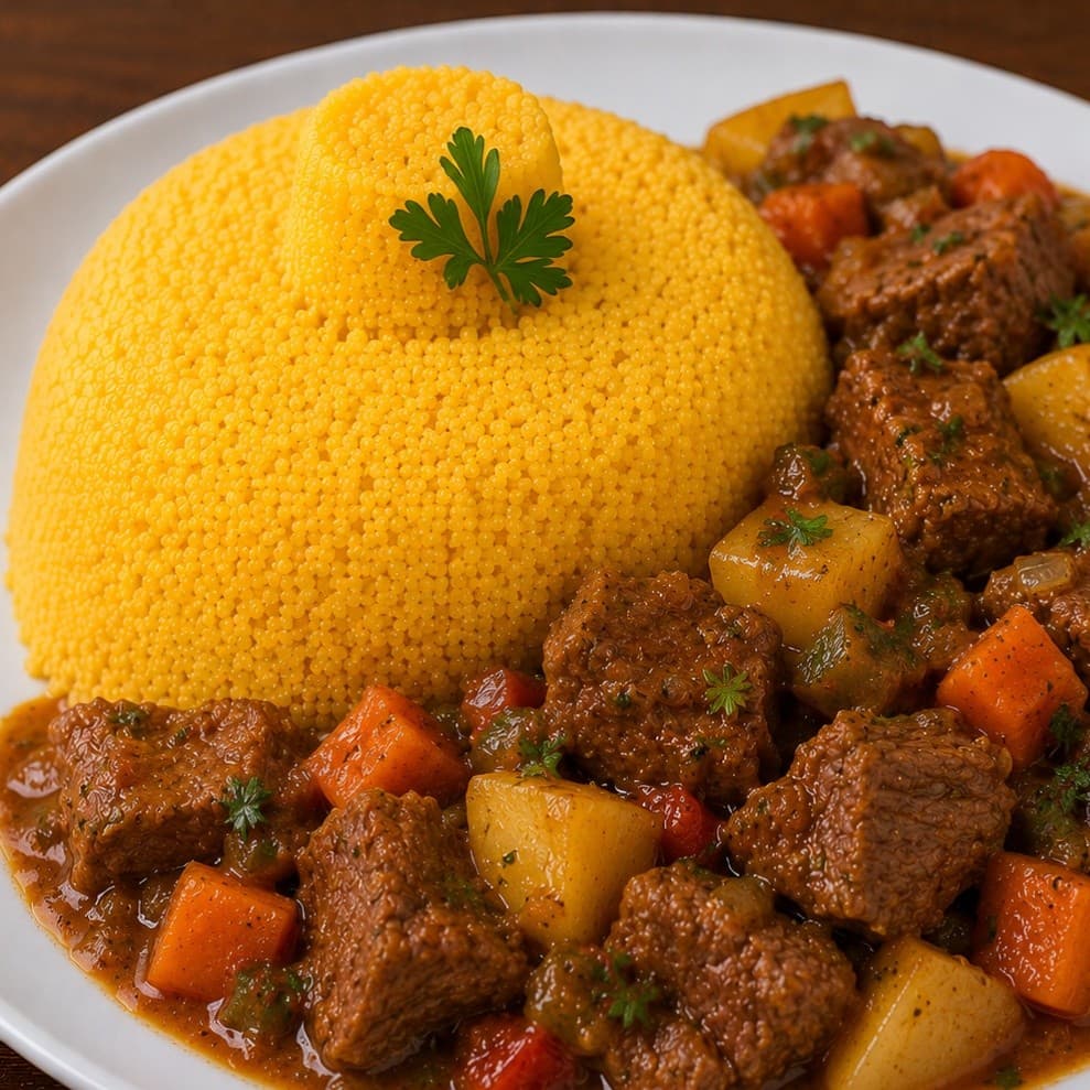 Cuscuz com Carne Guisada