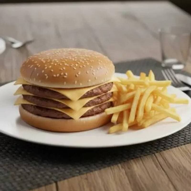 X-Burguer Triplo com Batata Frita