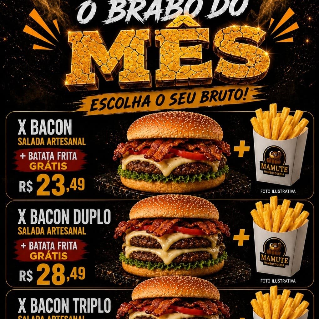 X-Bacon Triplo Salada c/ Batata Frita