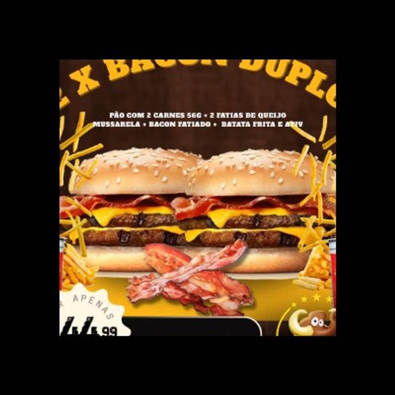 COMBO DE 2 X BACON DUPLO + BATATA FRITA + 2COPOS DE ATIV PLUS