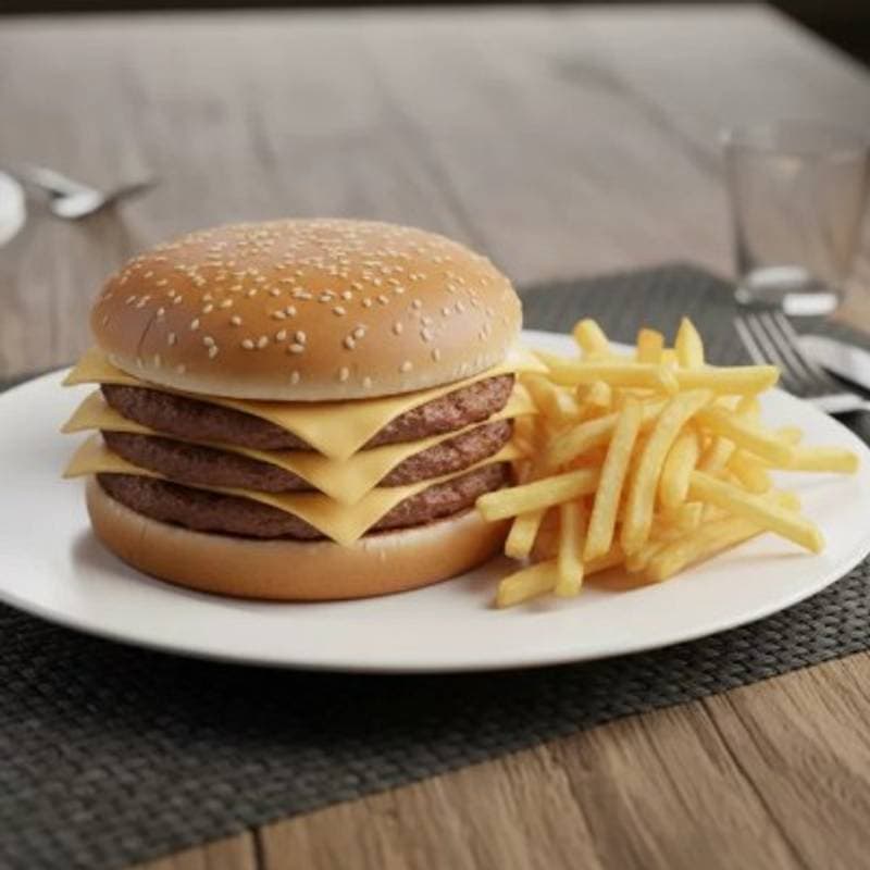 X-Burguer Triplo c/ Batata Frita