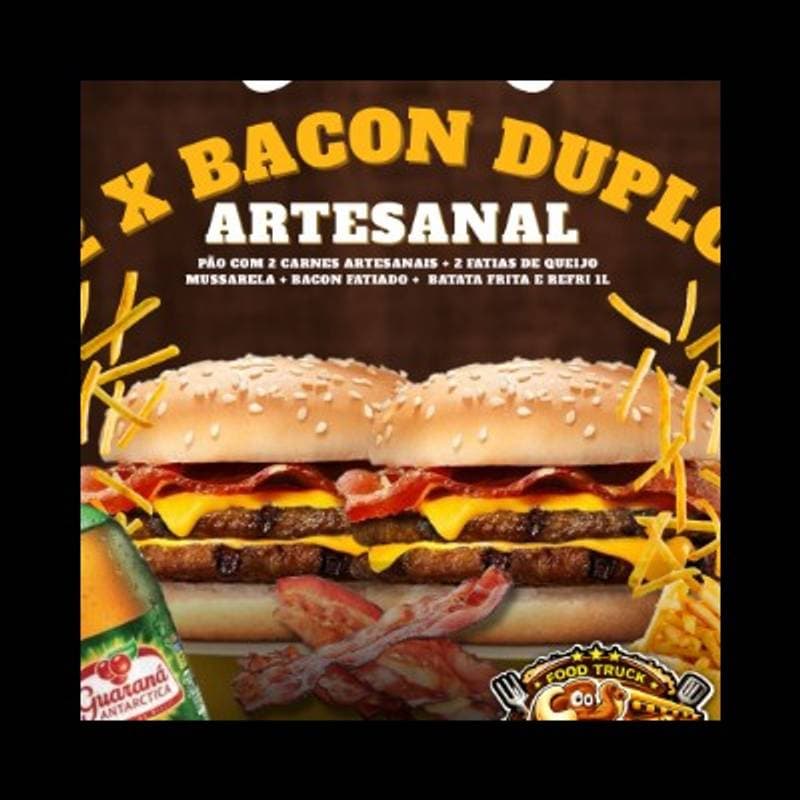 COMBO CASAL 2 CHEDDAR BACON DUPLO ARTESANAL+ BATATA FRITA+ REFRIGERANTE DE 1L