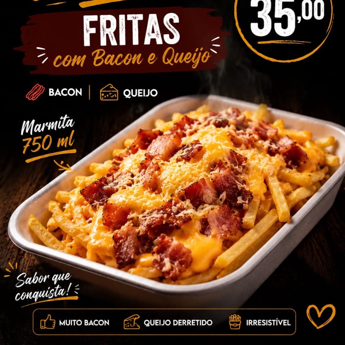 Fritas com Bacon e Queijo