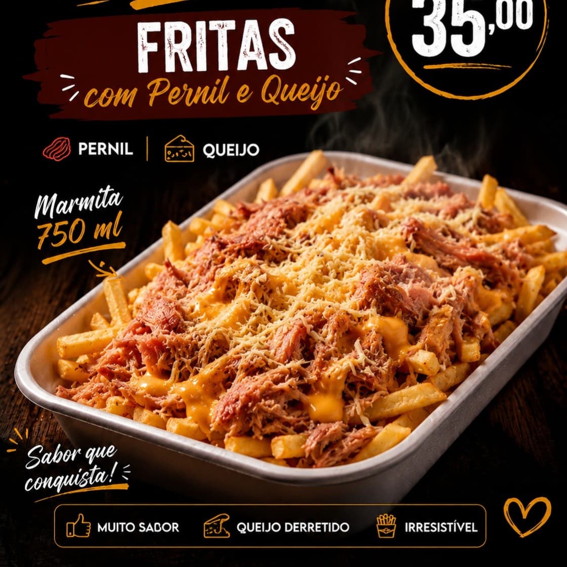 Fritas com Pernil e Queijo