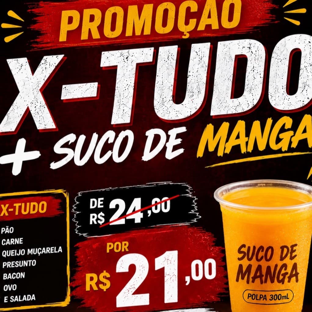 X tudo + suco de manga 300ml
