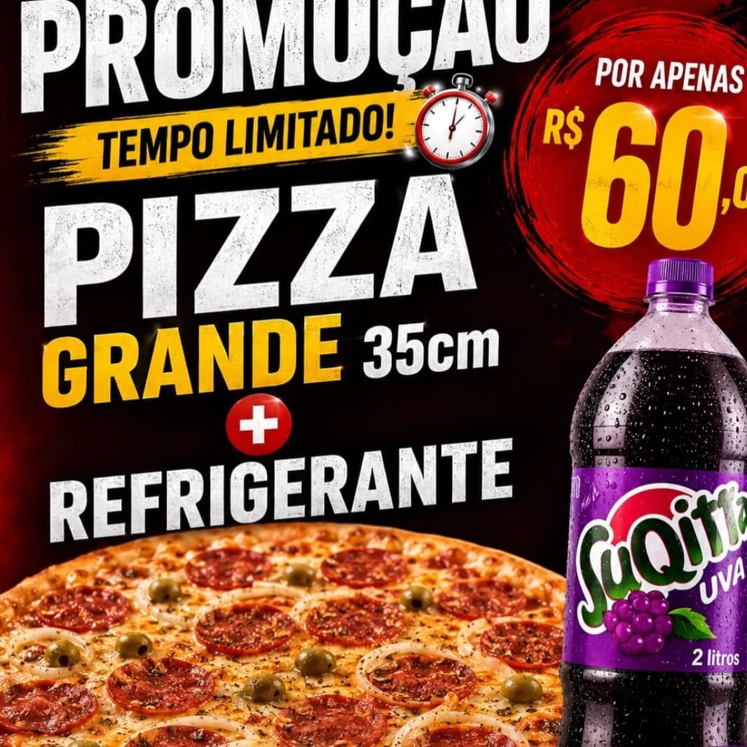 Pizza Grande 35cm grátis refri 2L