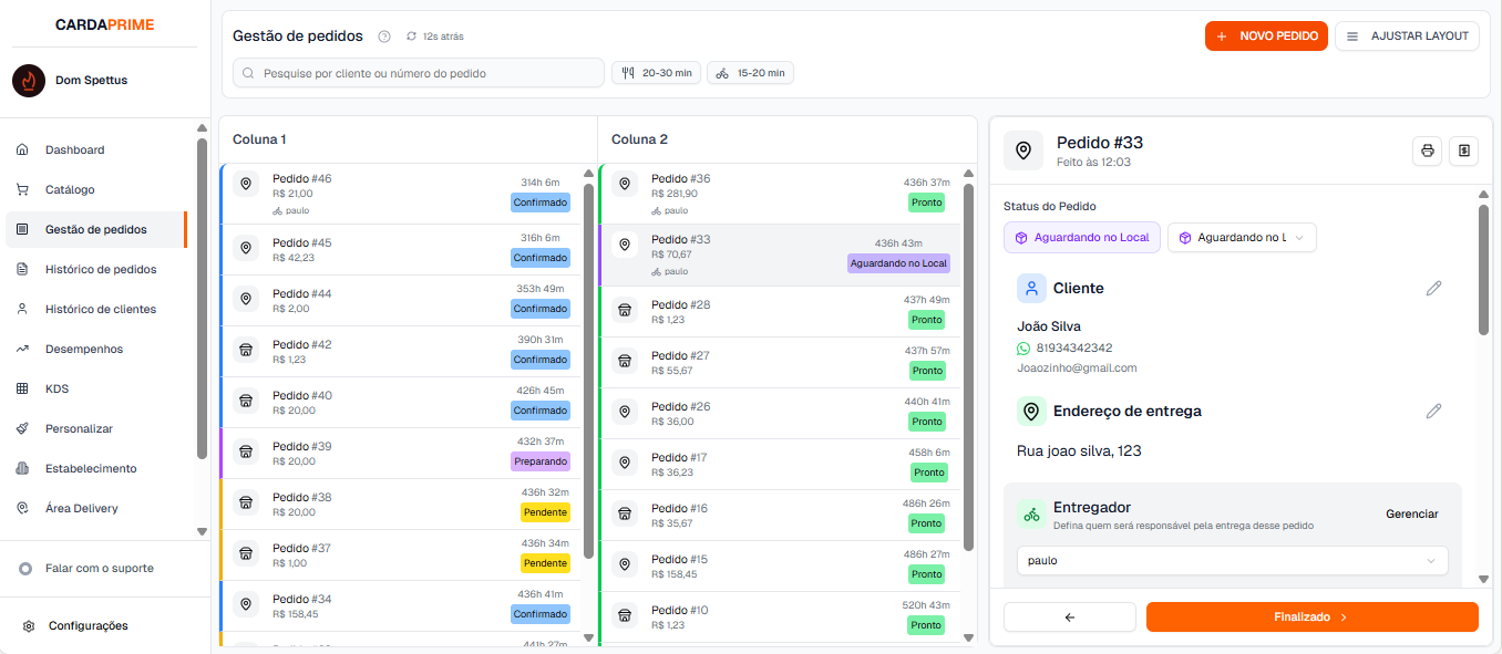 Gestão de Pedidos CardaPrime